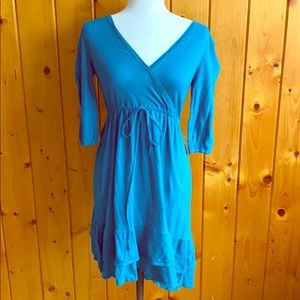LAST CHANCE Susina L knit dress wrap front teal
